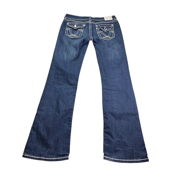 L.A. Idol USA Juniors Bootcut Jeans 11 Vintage Y2K Flap Pockets Rhinestones Blue - Picture 4 of 10